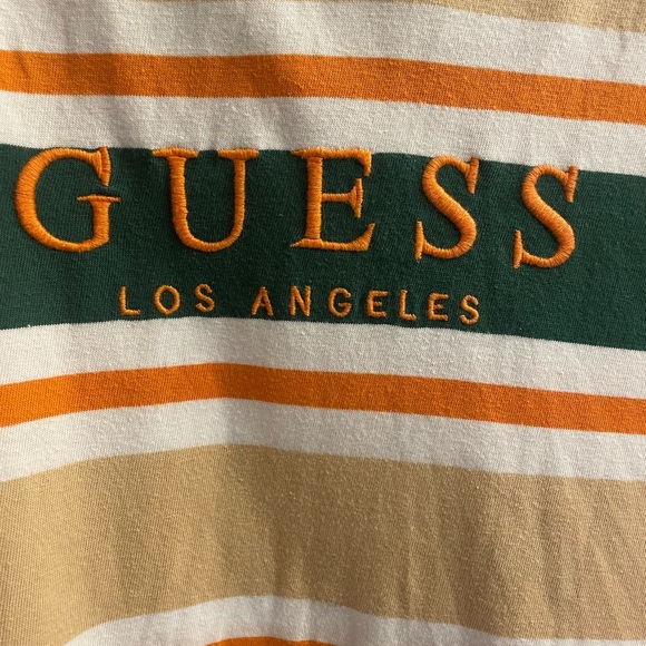Guess green and orange Striped Tee - Picture 2 of 3